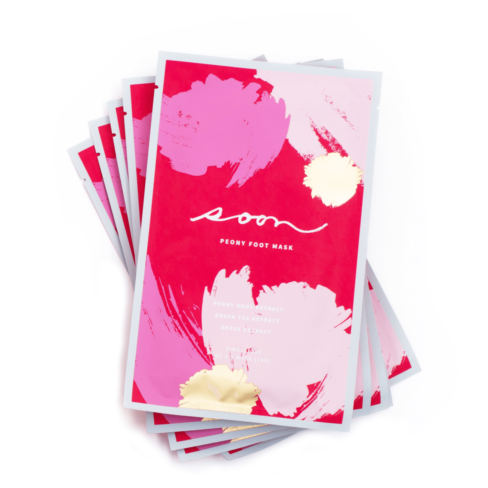 soonskincare Hand and foot Box of 5 Peony Foot Mask