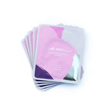 soonskincare Korean sheet masks Box of 5 Biocellulose Brightening Face Mask